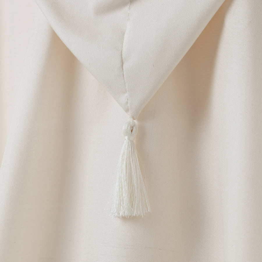 Burnous hoodie tassel ivory silk