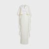 Ivory cape maxi dress handwoven silk embroidery