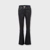 Black flared pants leather lambskin gold piping