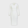 Ivory stretch midi dress wool twill