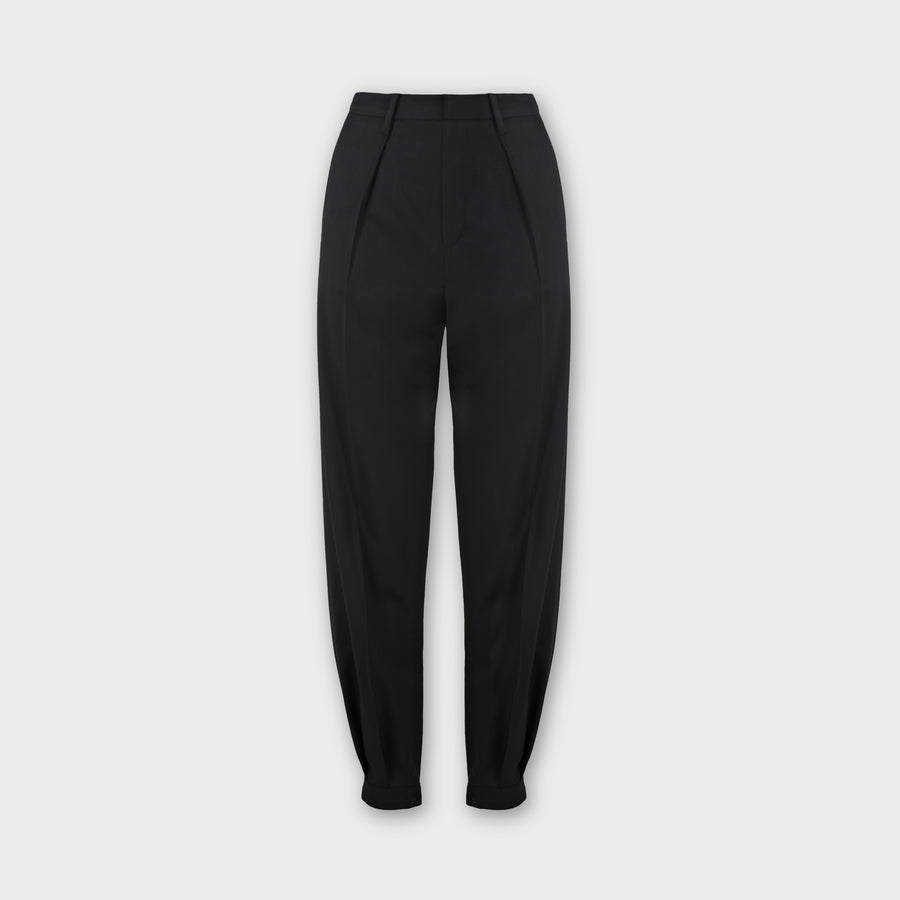 Black banded pants wool gabardine