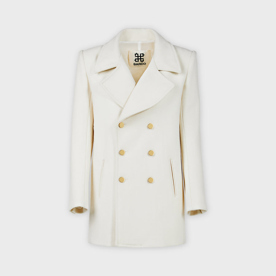 Ivory caban peacoat wool felt metal buttons