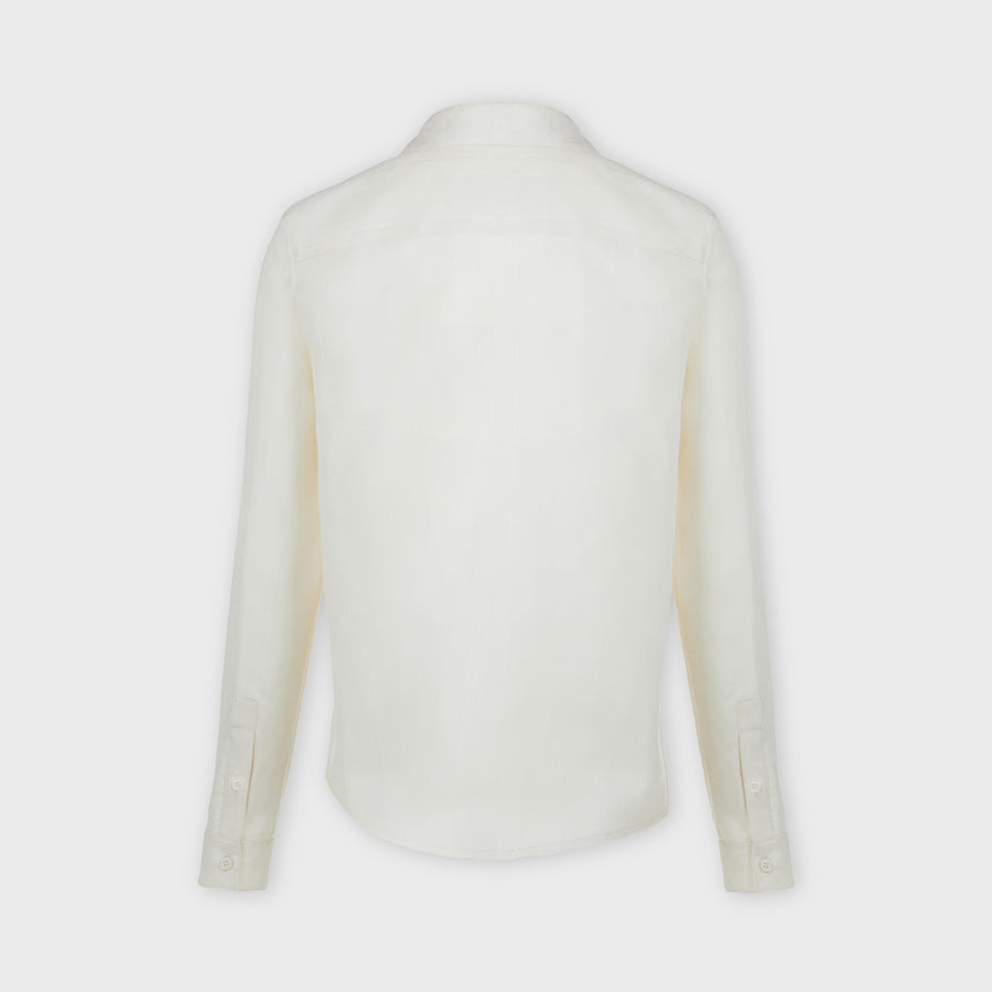 Ivory handwoven striped silk shirt