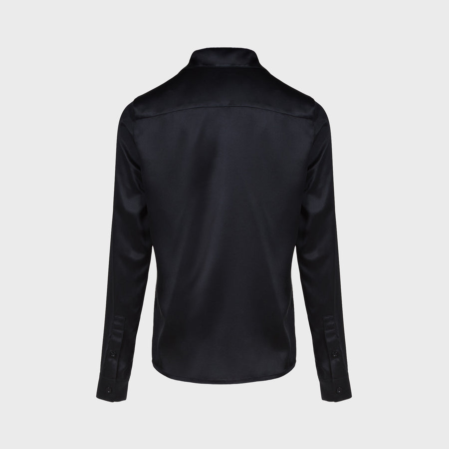Black silk satin shirt