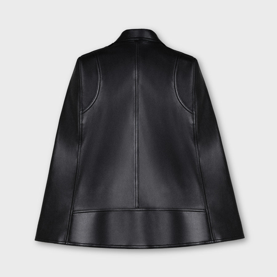 Black mini biker cape leather lambskin