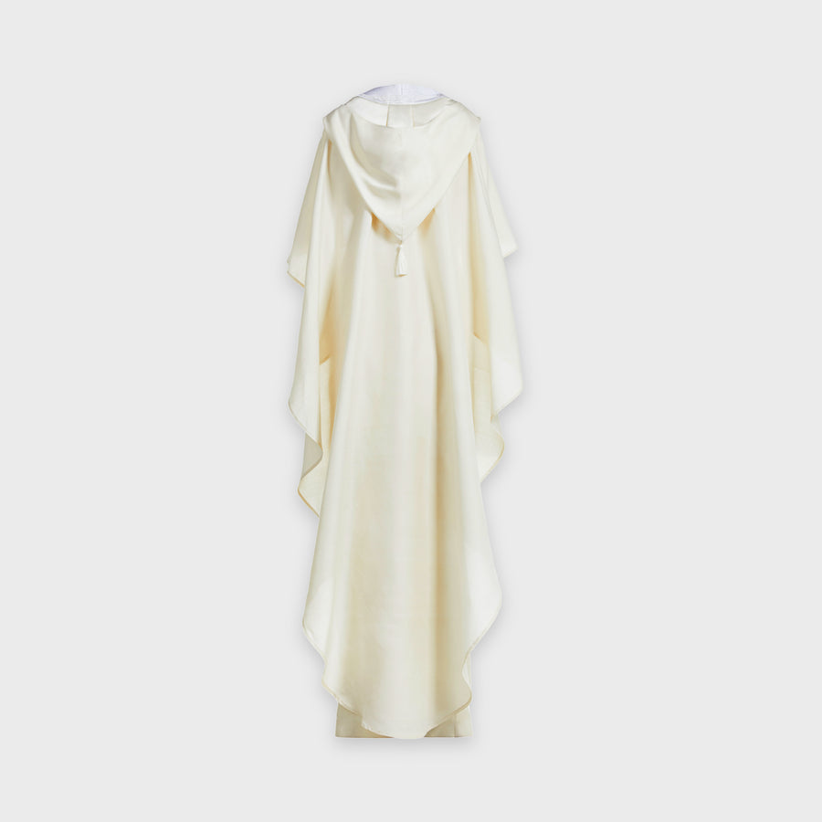 Ivory cape maxi dress handwoven silk embroidery