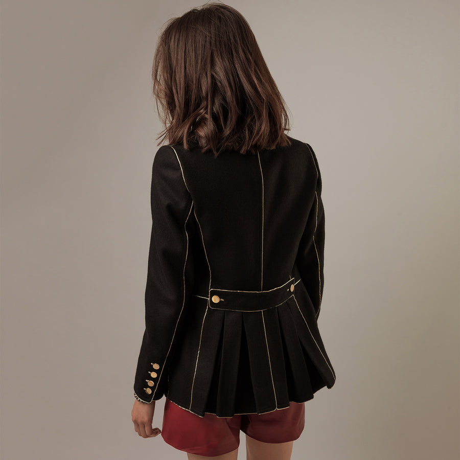 Military Jacket in Black Wool Felt