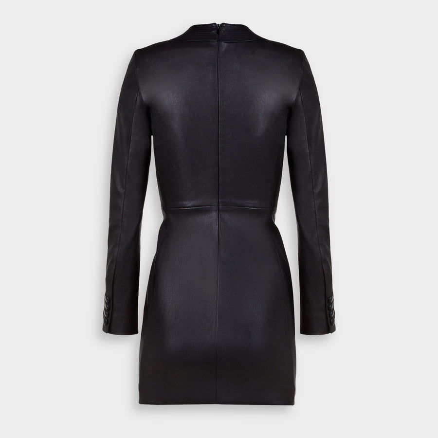 Mini Dress in Black Stretch Lambskin Leather